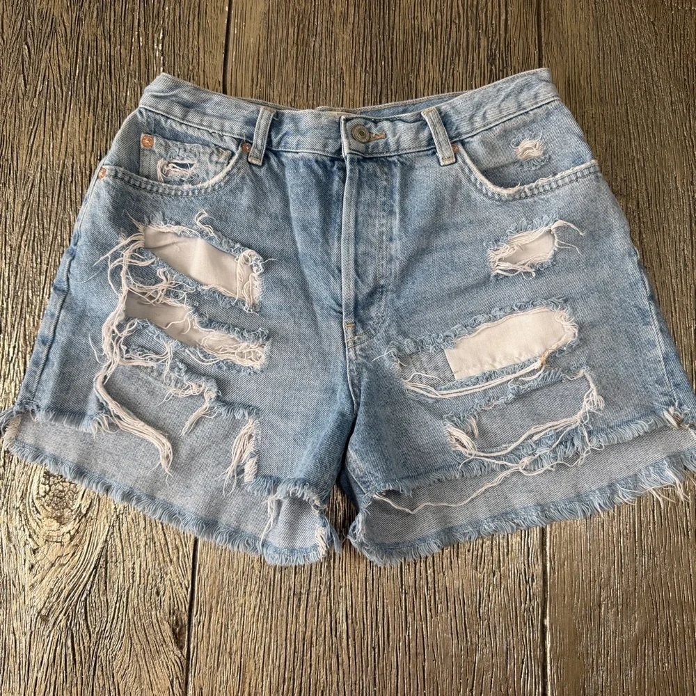 Free People We The Free Women's High Rise Cut Off Distressed Denim Shorts Sz 27